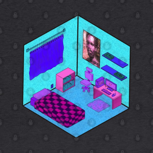 Vaporwave pink blue purple tumbler bedroom by Bingust